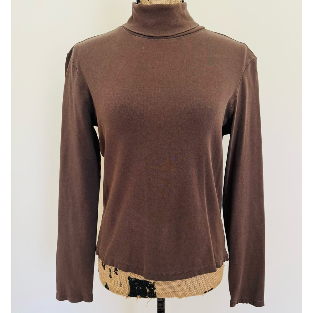 GAP Stretch Womens Brown Cotton Turtleneck Size Medium